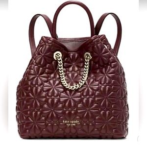 Kate Spade-Bloom-Med Backpack-Smooth Napa Leather-Grenache-Spade Flower